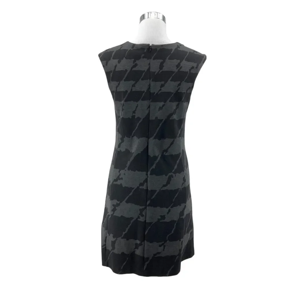 Michael Kors Black Gray Camouflage Sheath Dress Small Womens Sleeveless Back Zip